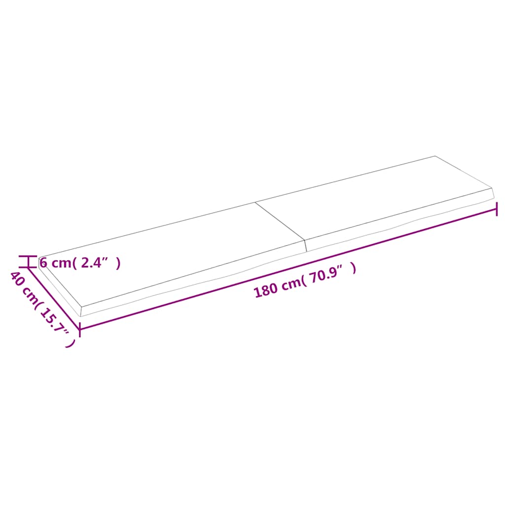 Kezeletlen tömör fa fürdőszobai pult 180x40x(2-6) cm 10