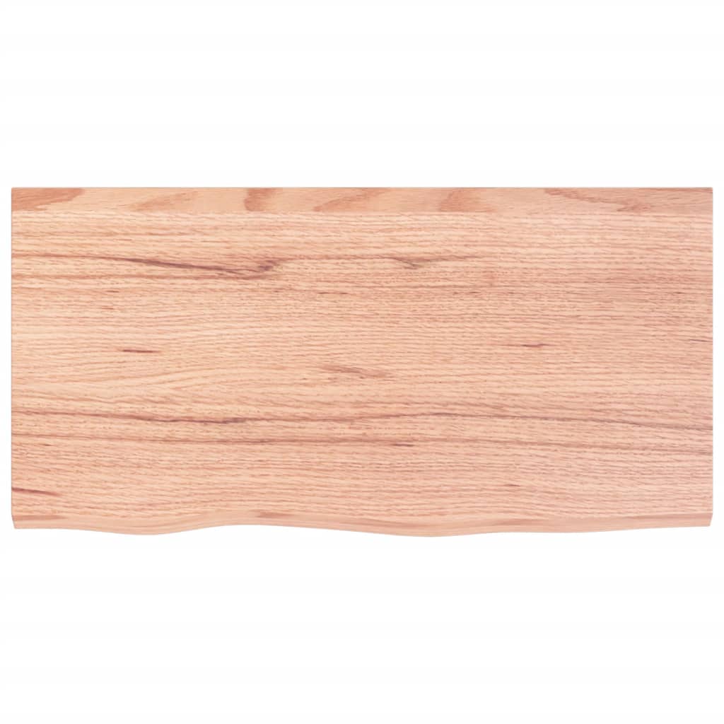 Világosbarna kezelt tömör fa fürdőszobai pult 80x40x2 cm 3