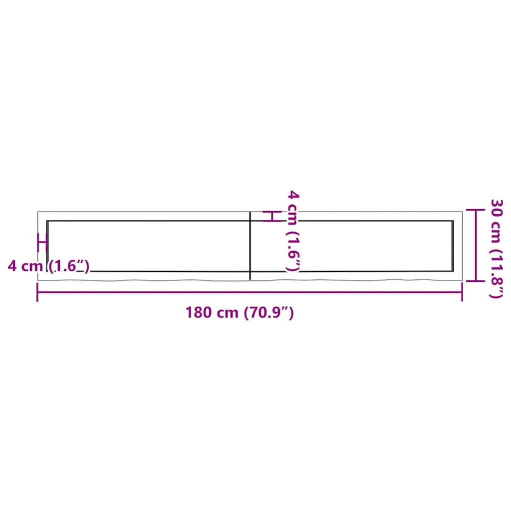 Világosbarna kezelt tömör fa fürdőszobai pult 180x30x(2-6) cm 11
