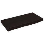 Sötétbarna kezelt tömör fa fürdőszobai pult 60x30x(2-4) cm 2