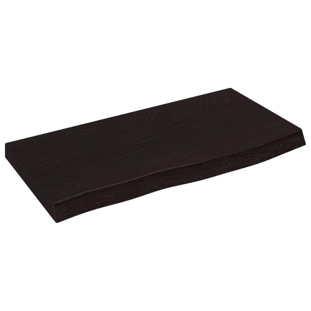 Sötétbarna kezelt tömör fa fürdőszobai pult 60x30x(2-4) cm 2