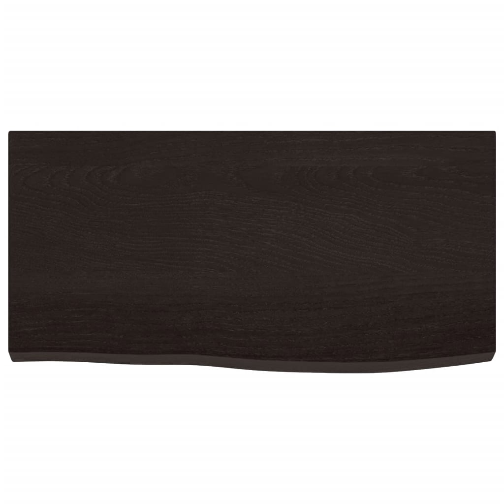 Sötétbarna kezelt tömör fa fürdőszobai pult 60x30x(2-4) cm 3