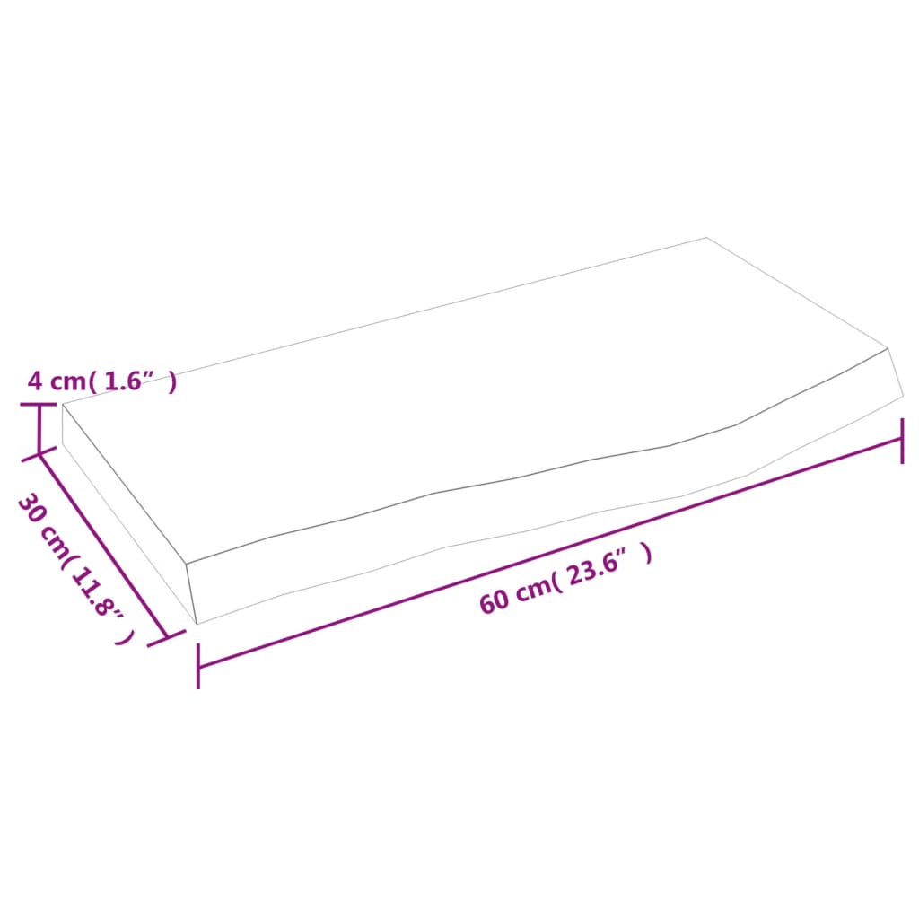 Sötétbarna kezelt tömör fa fürdőszobai pult 60x30x(2-4) cm 8