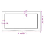 Sötétbarna kezelt tömör fa fürdőszobai pult 60x30x(2-4) cm 9