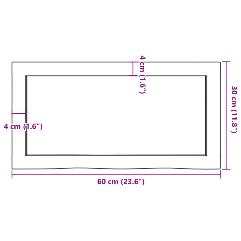 Sötétbarna kezelt tömör fa fürdőszobai pult 60x30x(2-4) cm 9