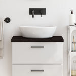Sötétbarna kezelt tömör fa fürdőszobai pult 60x30x(2-4) cm