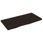Sötétbarna kezelt tömör fa fürdőszobai pult 80x40x2 cm 2