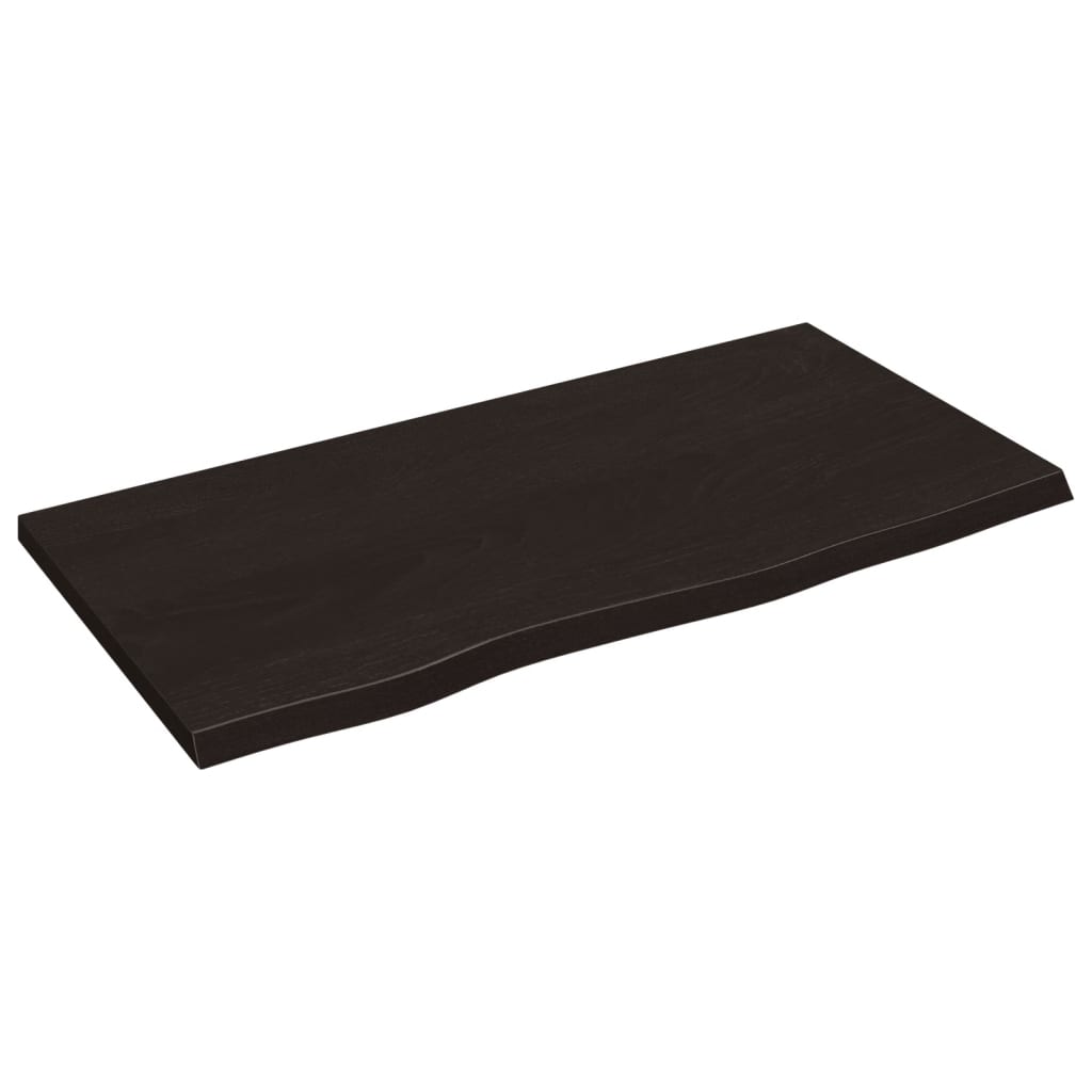Sötétbarna kezelt tömör fa fürdőszobai pult 80x40x2 cm 2