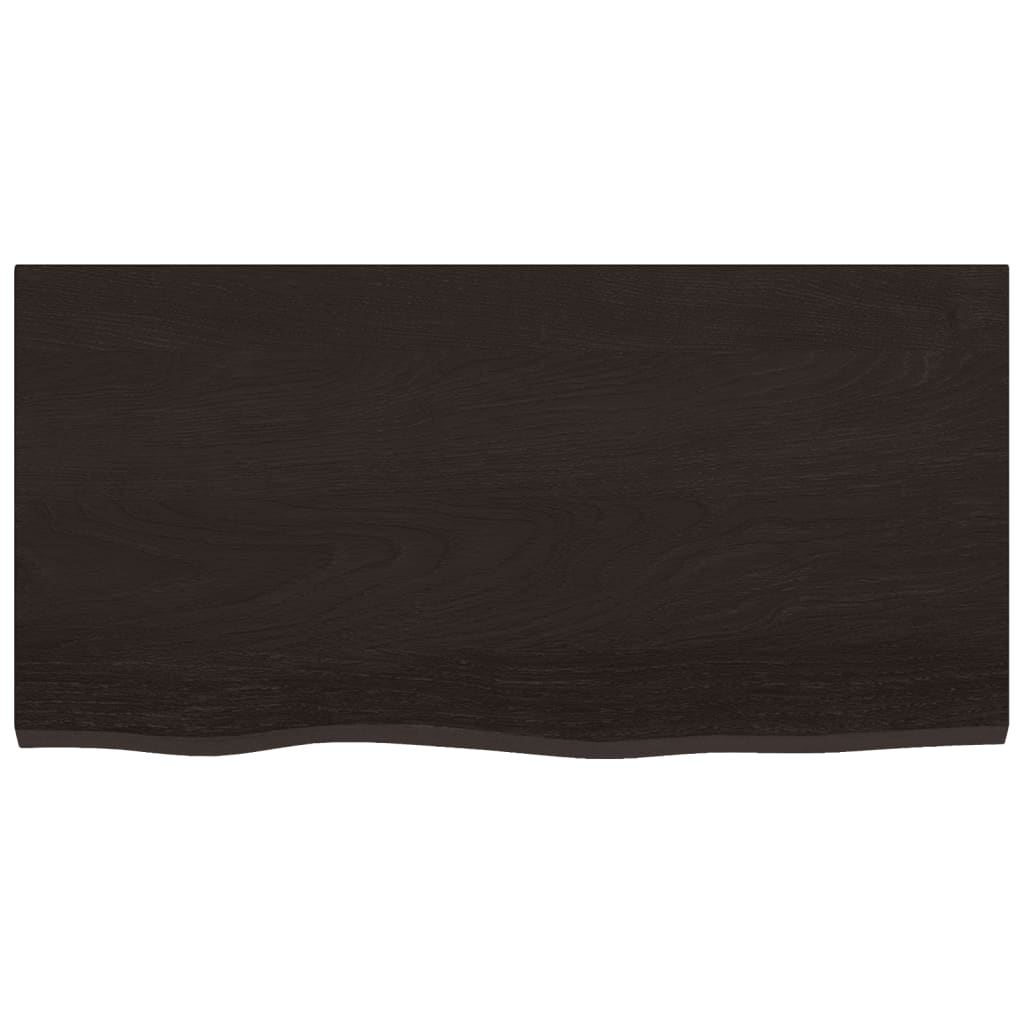 Sötétbarna kezelt tömör fa fürdőszobai pult 80x40x2 cm 3