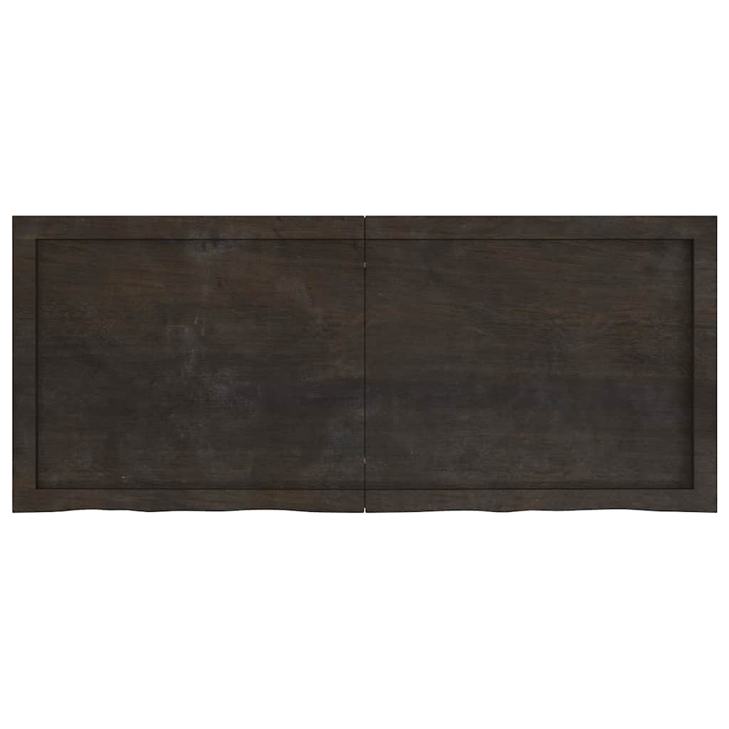 Sötétbarna kezelt tömör fa fürdőszobai pult 120x50x(2-6) cm 3
