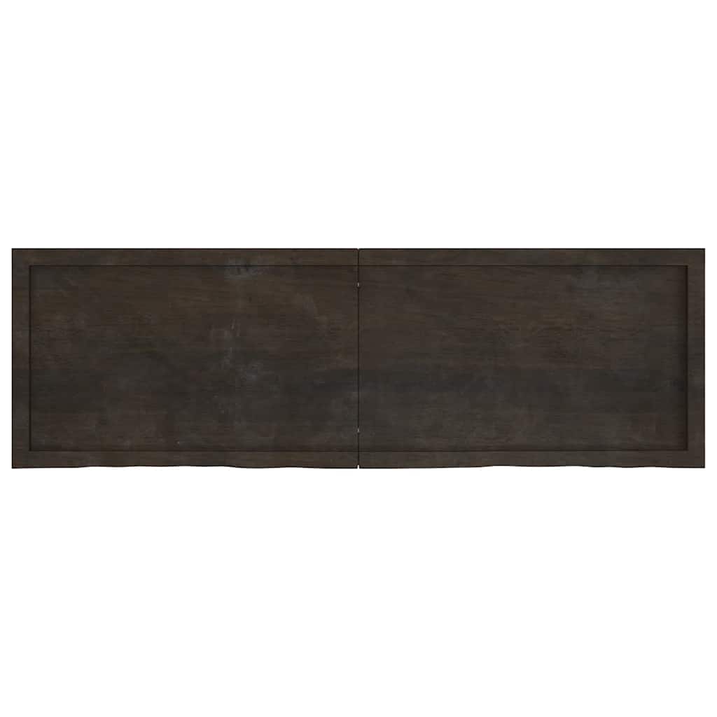 Sötétbarna kezelt tömör fa fürdőszobai pult 160x50x(2-6) cm 3