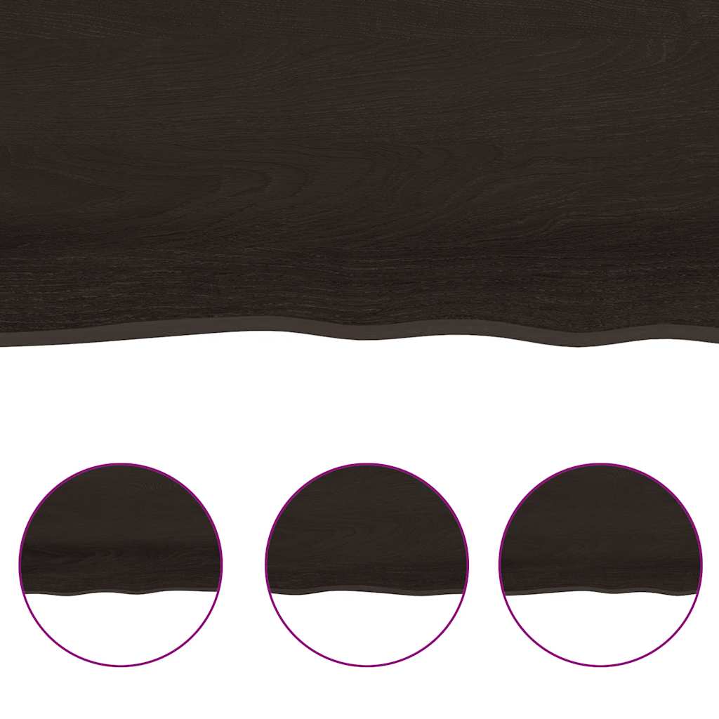Sötétbarna kezelt tömör fa fürdőszobai pult 160x50x(2-6) cm 6
