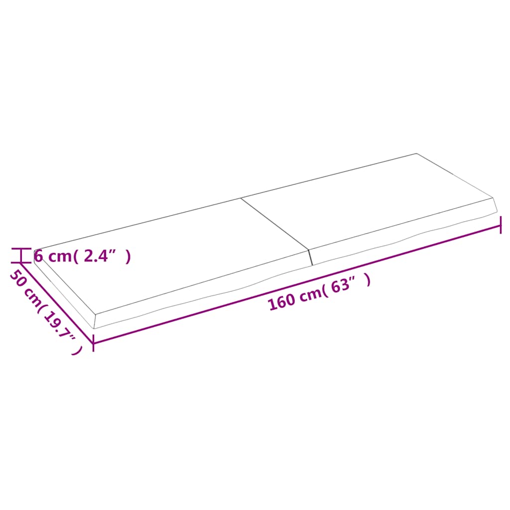 Sötétbarna kezelt tömör fa fürdőszobai pult 160x50x(2-6) cm 10