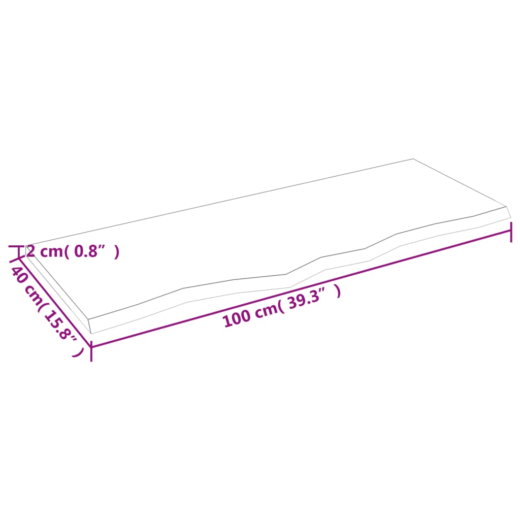 Világosbarna kezelt tömör tölgyfa asztallap 100 x 40 x 2 cm 6