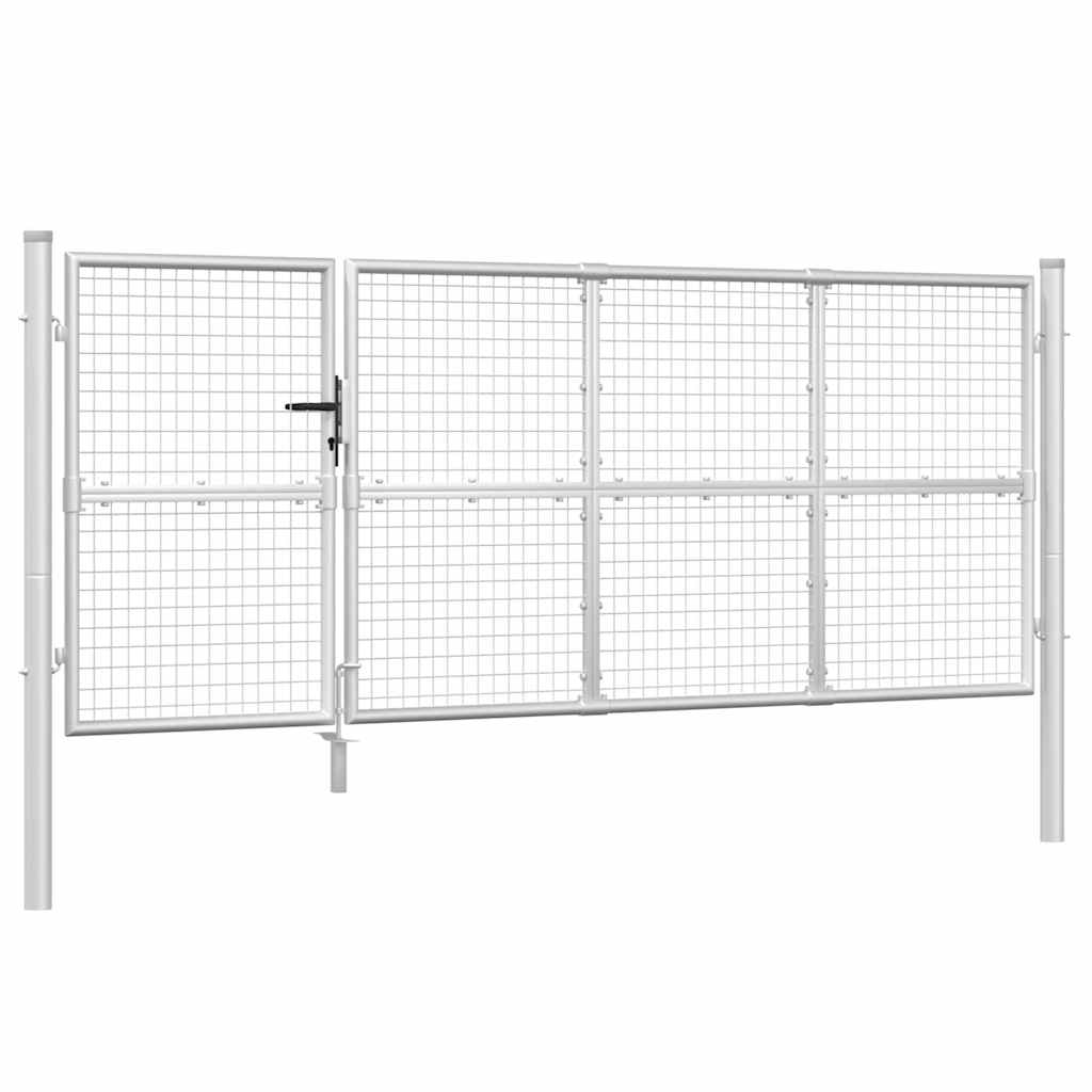 Ezüst színű horganyzott acél hálós kerti kapu 350 x 125 cm 2