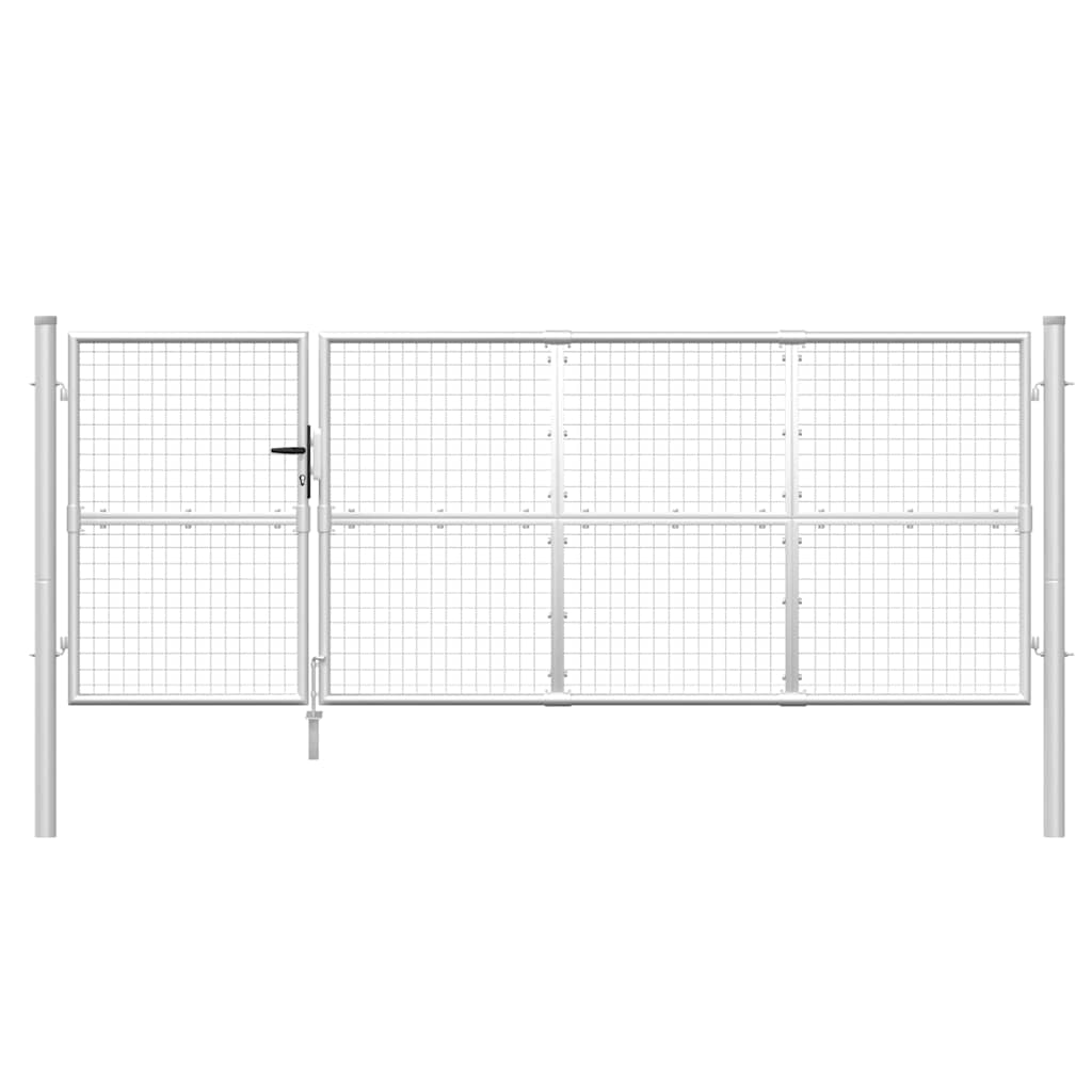 Ezüst színű horganyzott acél hálós kerti kapu 350 x 125 cm 4