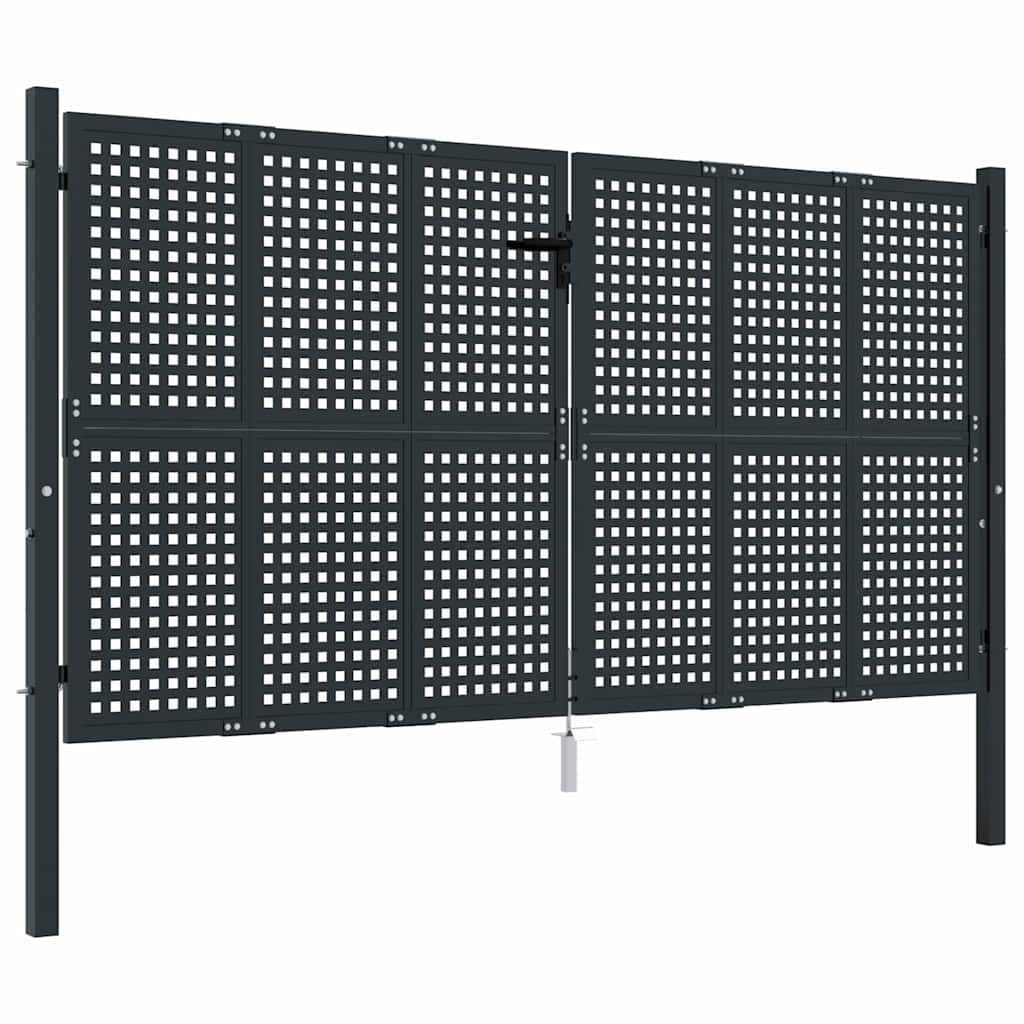 Antracit színű acél kerti kapu 300 x 125 cm 2