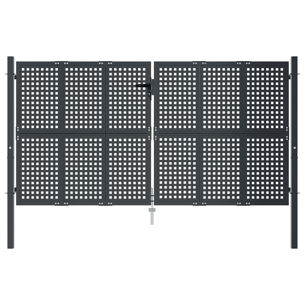 Antracit színű acél kerti kapu 300 x 125 cm 3