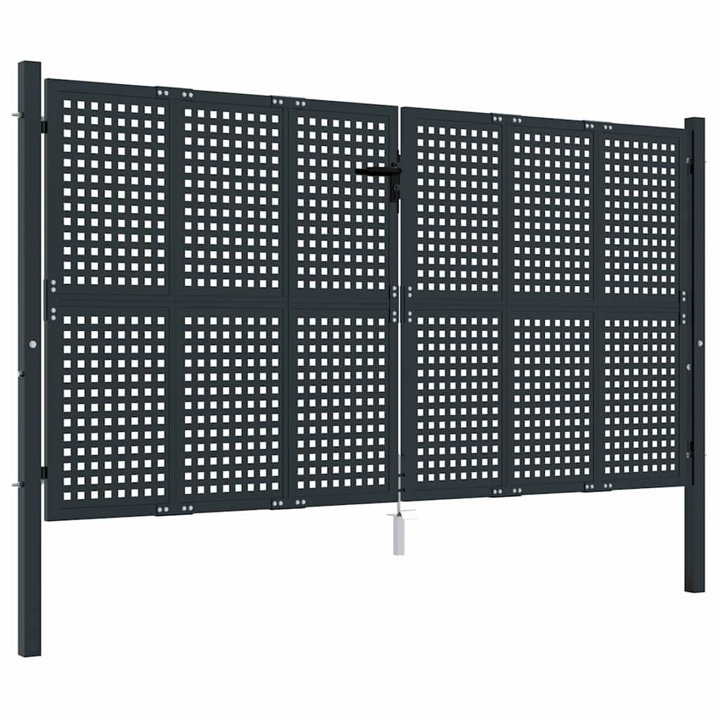 Antracit színű acél kerti kapu 300 x 150 cm 2