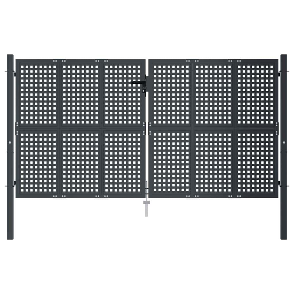 Antracit színű acél kerti kapu 300 x 150 cm 3