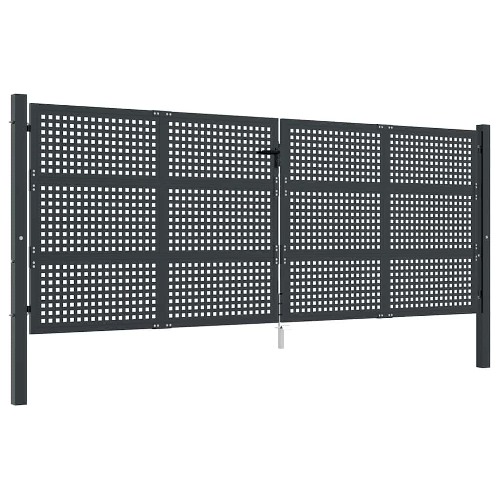 Antracit színű acél kerti kapu 400 x 125 cm 2
