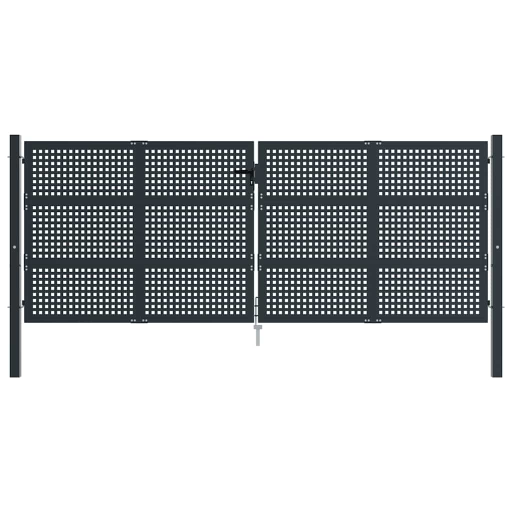 Antracit színű acél kerti kapu 400 x 125 cm 3