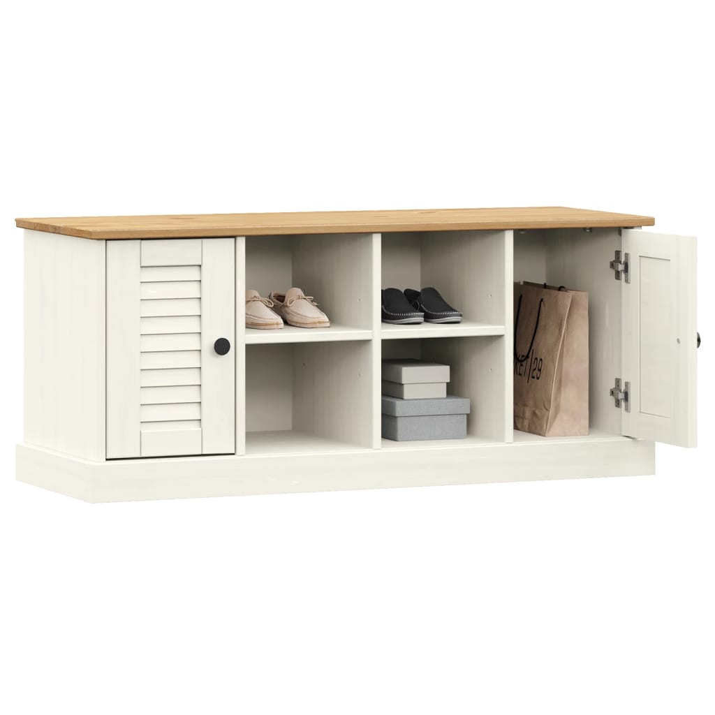 VIGO fehér tömör fenyőfa cipőtároló pad 106 x 35 x 45 cm 3