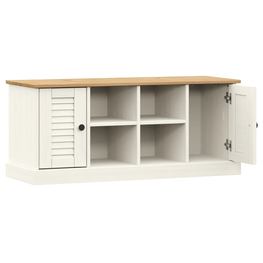 VIGO fehér tömör fenyőfa cipőtároló pad 106 x 35 x 45 cm 5