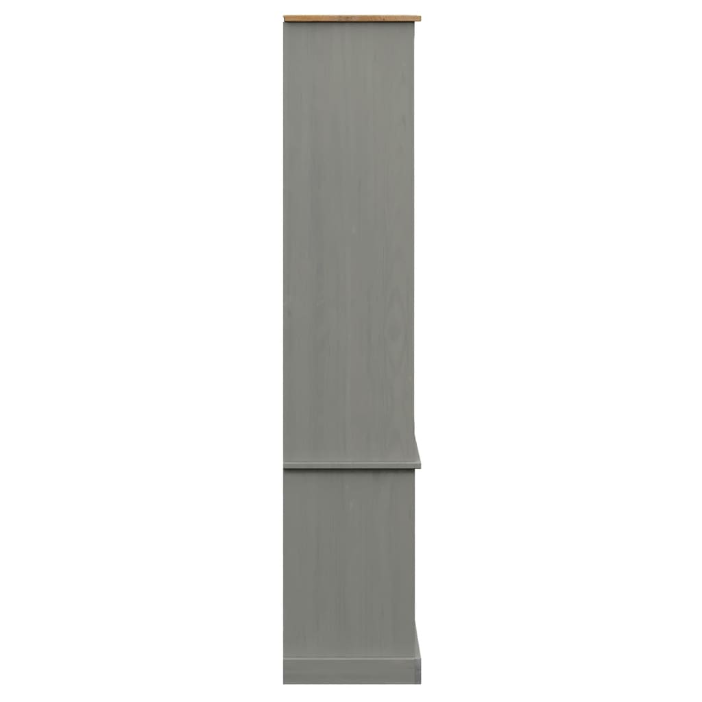 VIGO szürke üvegvitrines tömör fenyőfa szekrény 85x35x170 cm 6
