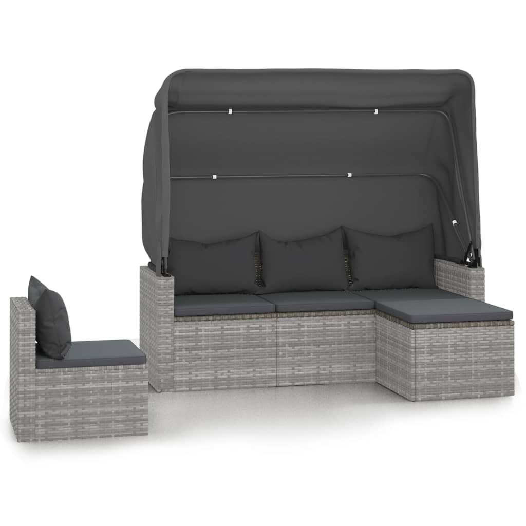 4 részes szürke polyrattan kerti ülőgarnitúra párnákkal 2