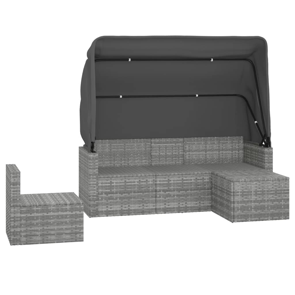 4 részes szürke polyrattan kerti ülőgarnitúra párnákkal 4