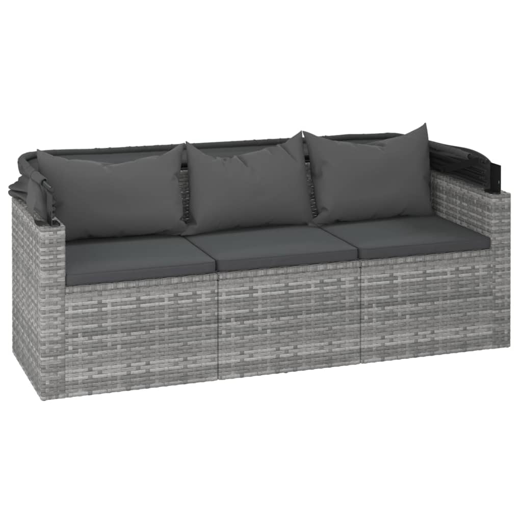 4 részes szürke polyrattan kerti ülőgarnitúra párnákkal 6