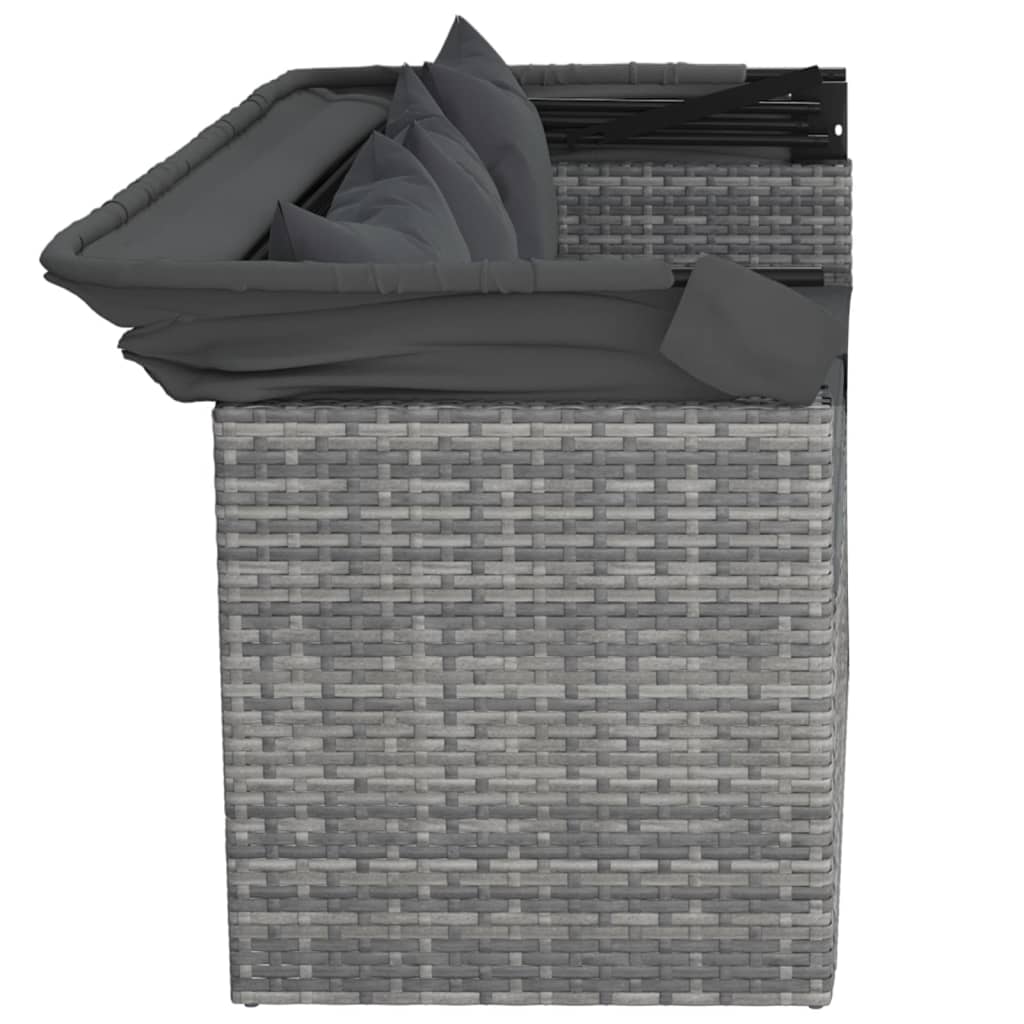 4 részes szürke polyrattan kerti ülőgarnitúra párnákkal 7