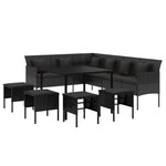 6 részes fekete polyrattan kerti étkezőgarnitúra párnákkal 4