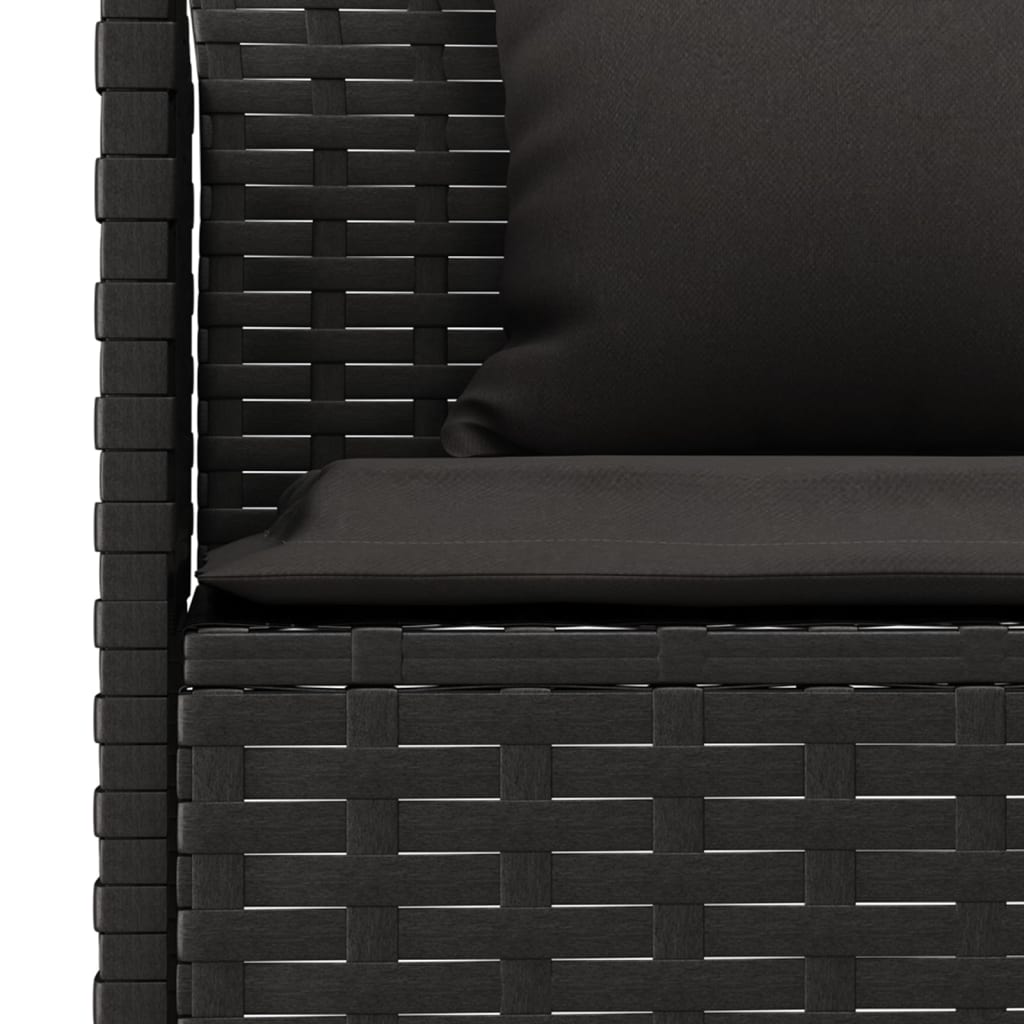 6 részes fekete polyrattan kerti étkezőgarnitúra párnákkal 6
