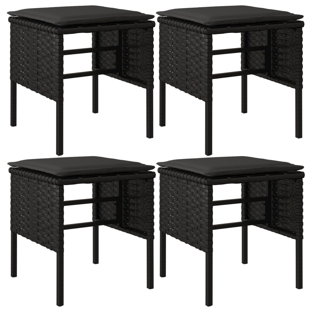 6 részes fekete polyrattan kerti étkezőgarnitúra párnákkal 7