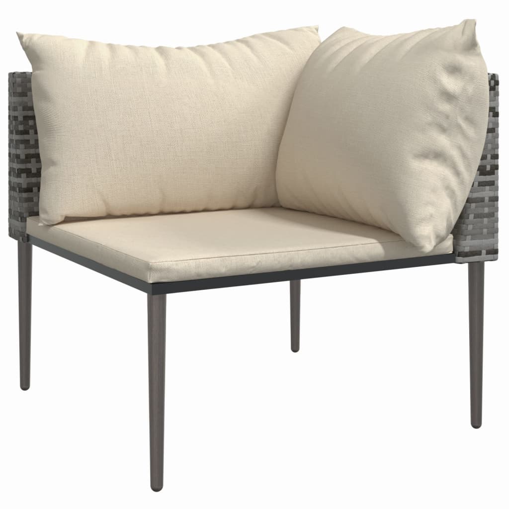 3 részes szürke polyrattan kerti ülőgarnitúra párnákkal 4