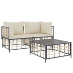 3 részes antracitszürke polyrattan kerti ülőgarnitúra párnákkal 3