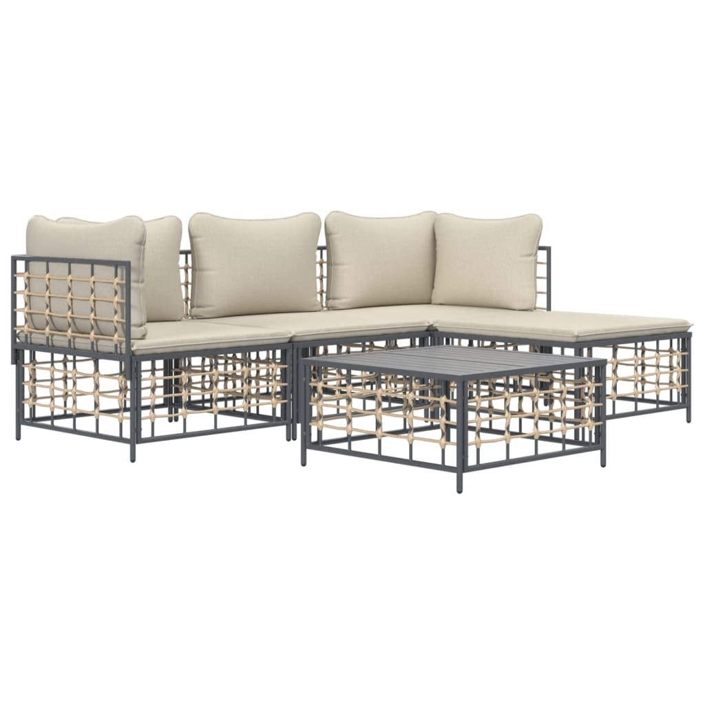 4 részes antracitszürke polyrattan kerti ülőgarnitúra párnákkal 3