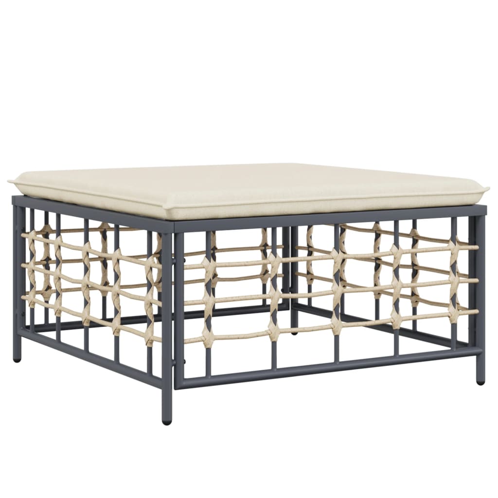 4 részes antracitszürke polyrattan kerti ülőgarnitúra párnákkal 6