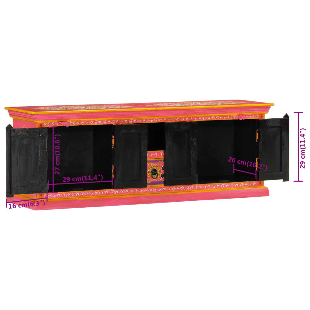 Rózsaszín tömör mangófa TV-szekrény 110 x 30 x 40 cm 11