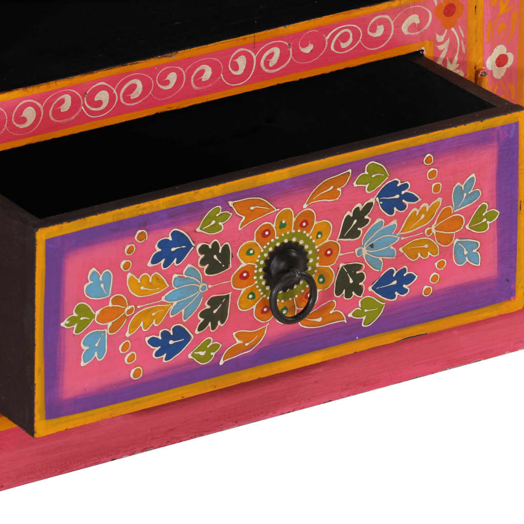 Rózsaszín tömör mangófa TV-szekrény 110 x 30 x 40 cm 7