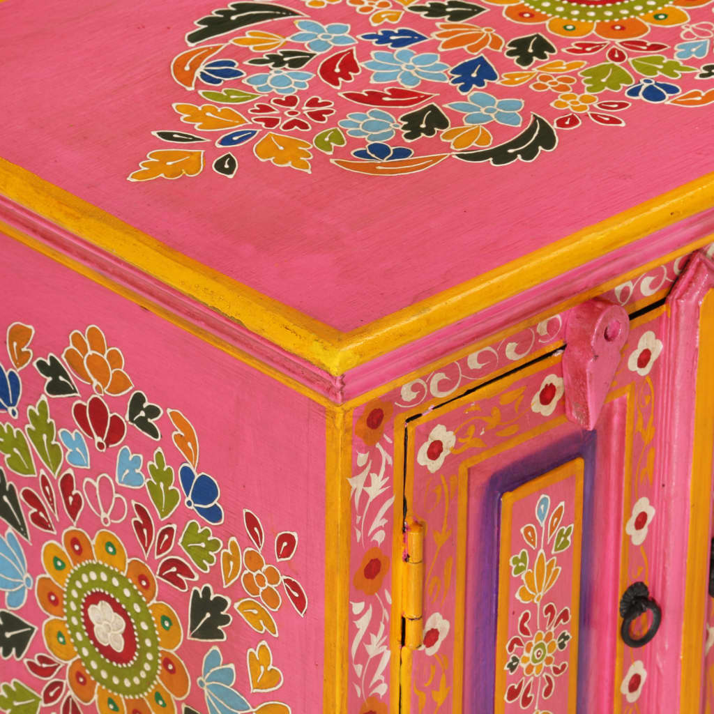 Rózsaszín tömör mangófa TV-szekrény 110 x 30 x 40 cm 9