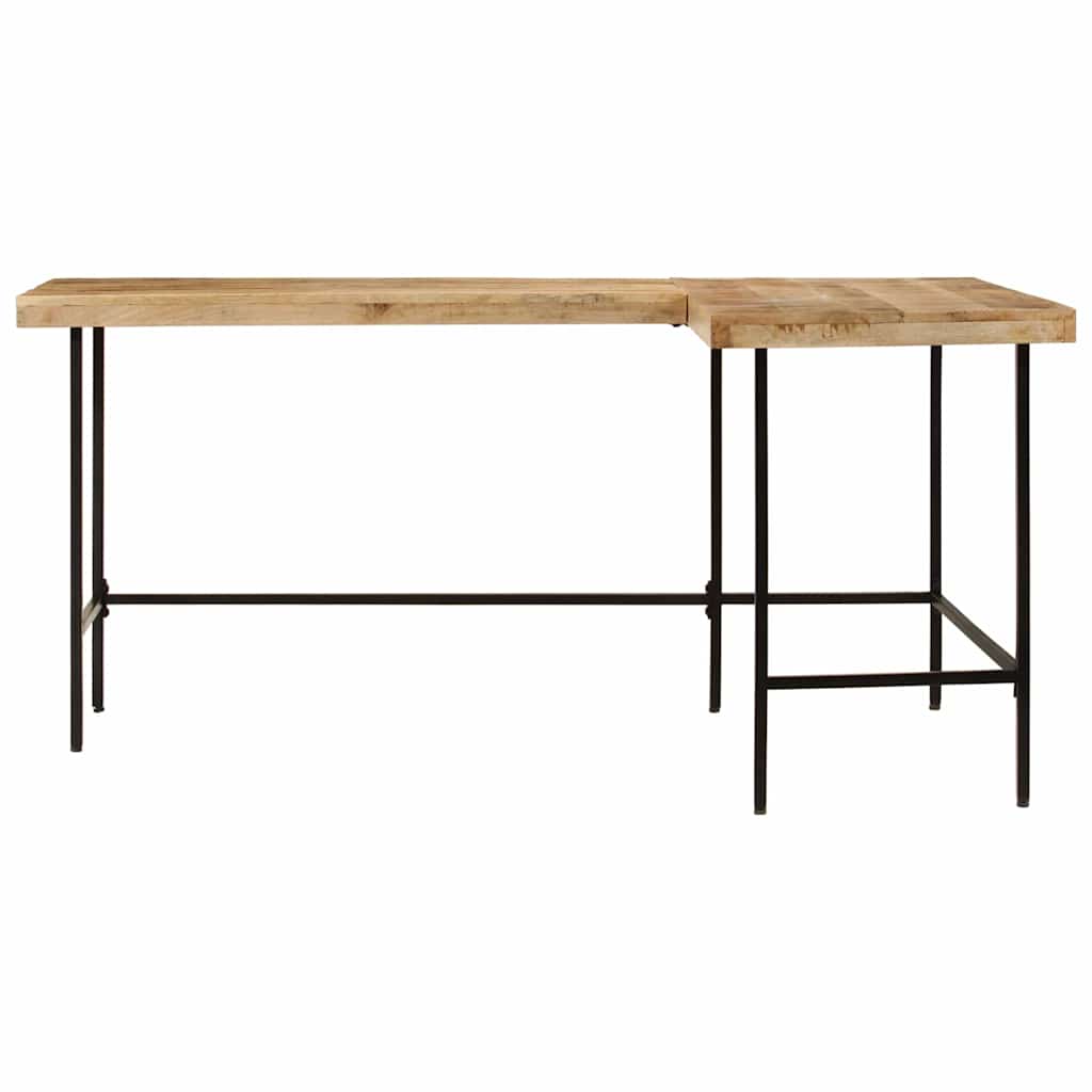 Íróasztal 165x110x77 cm tömörfa mangó és vas 3