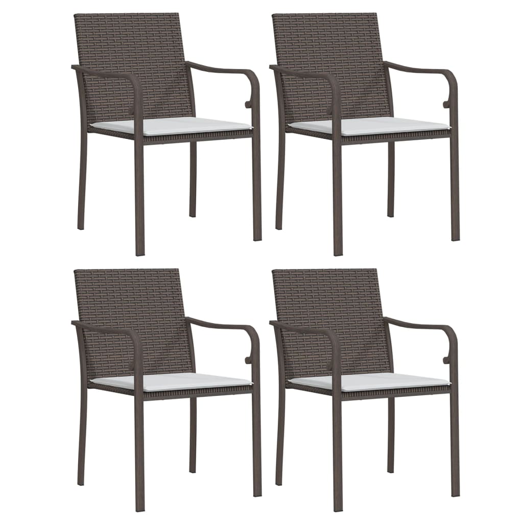 5 részes polyrattan és acél kerti étkezőgarnitúra párnával 5