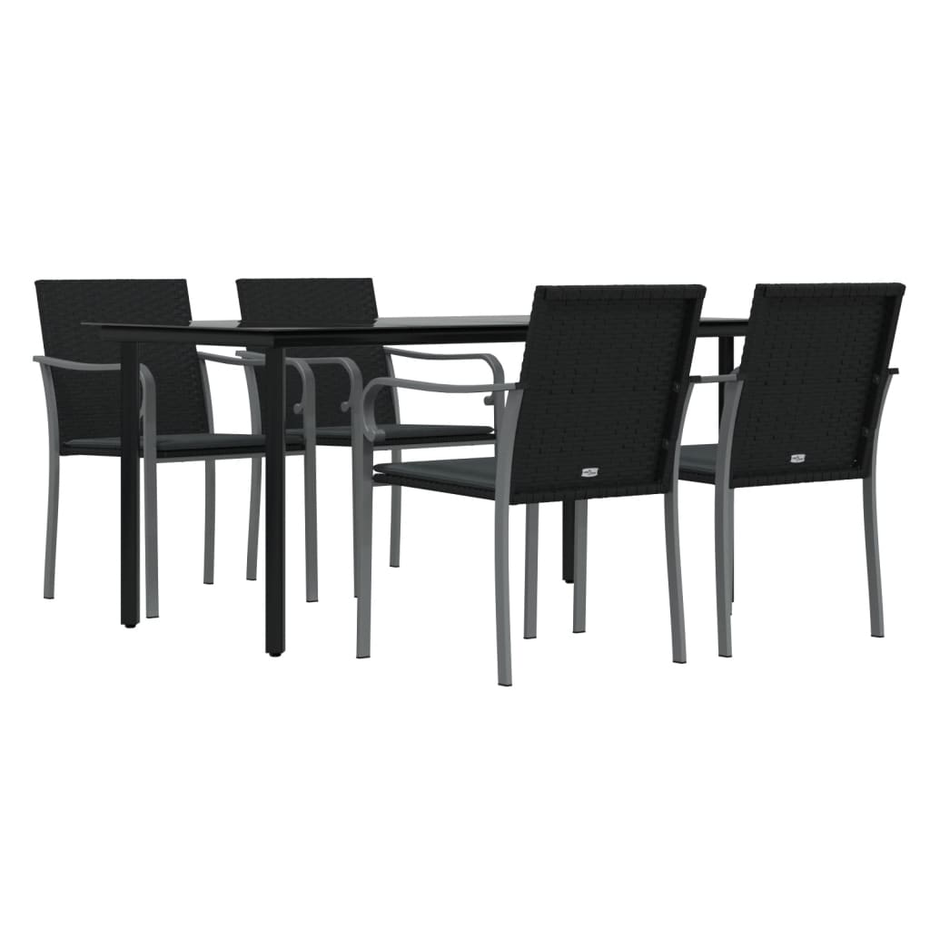 5 részes polyrattan és acél kerti étkezőgarnitúra párnával 3
