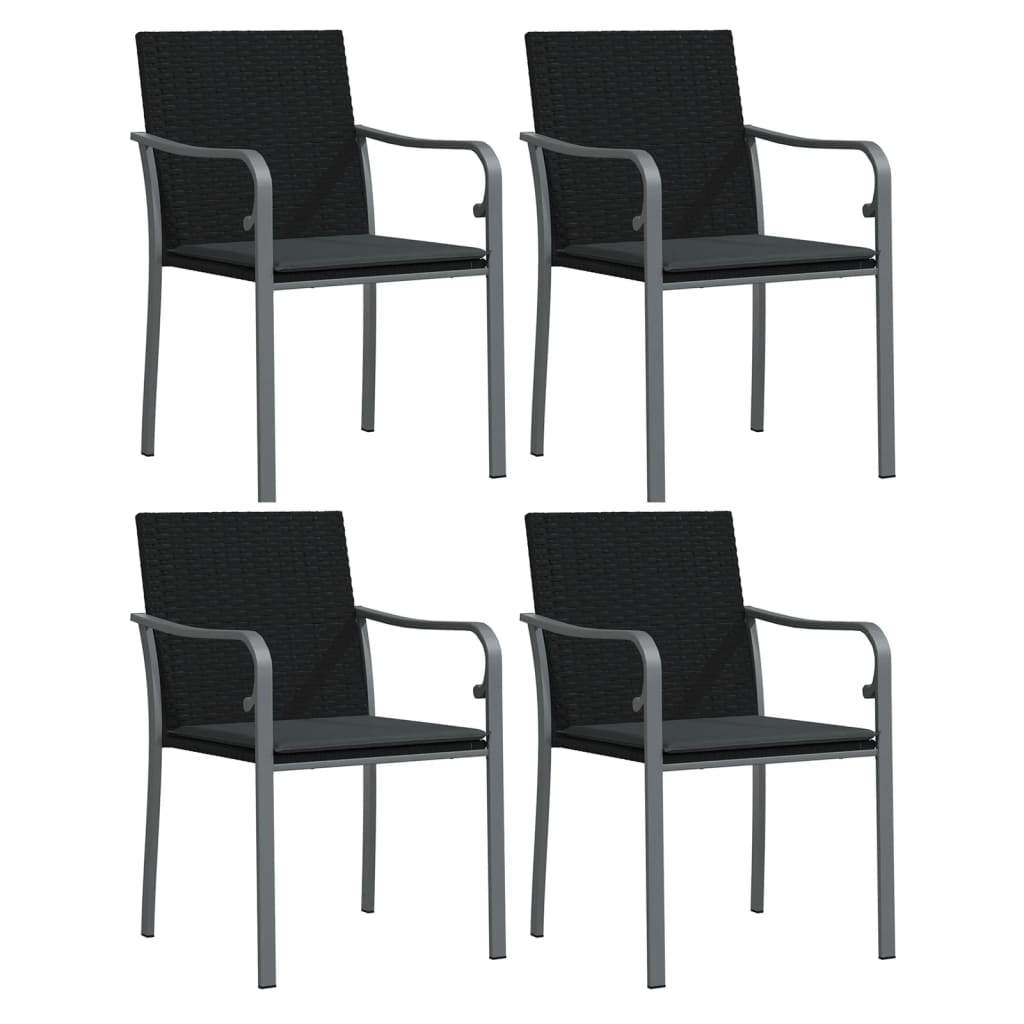 5 részes polyrattan és acél kerti étkezőgarnitúra párnával 4