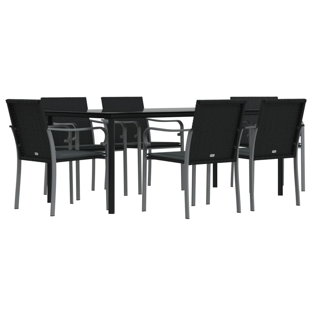 7 részes polyrattan és acél kerti étkezőgarnitúra párnával 3