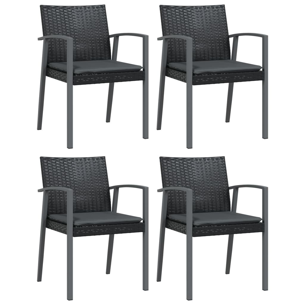 5 részes polyrattan és acél kerti étkezőgarnitúra párnával 4