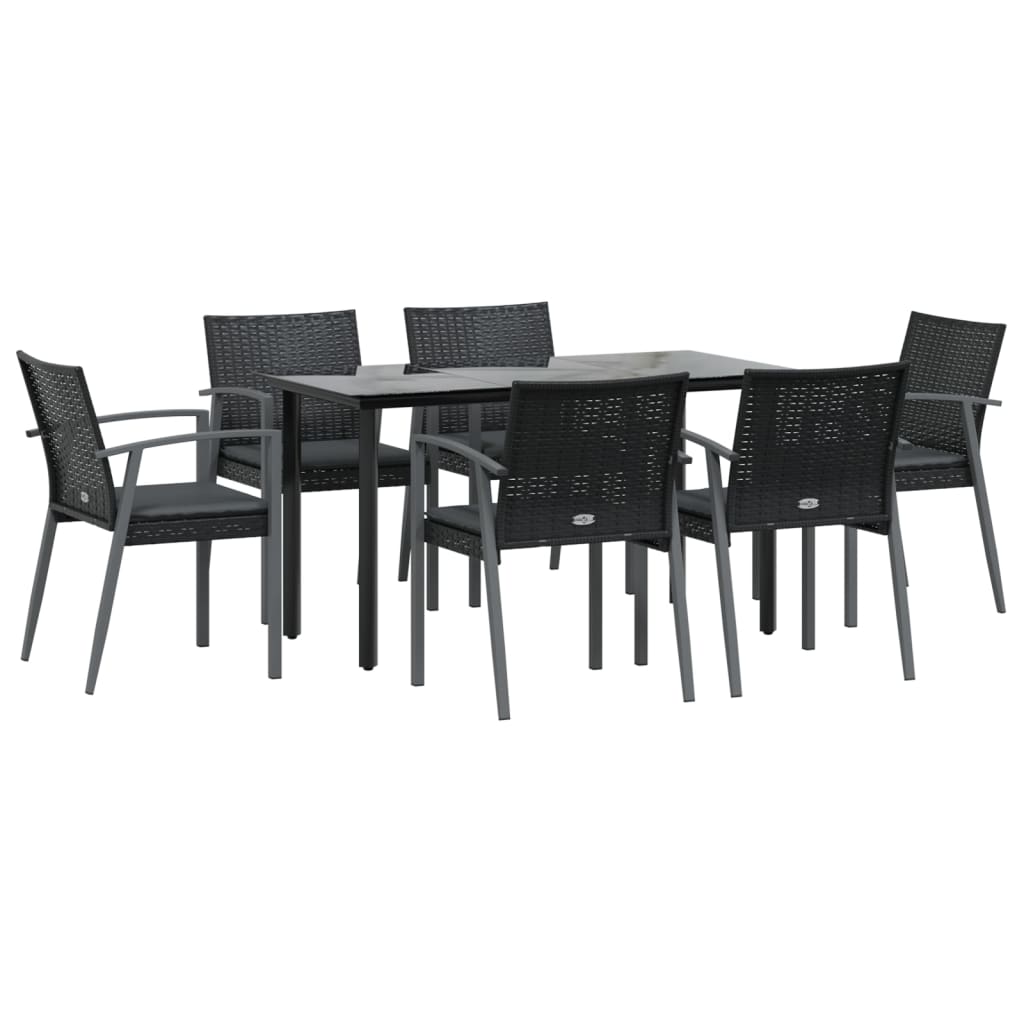 7 részes polyrattan és acél kerti étkezőgarnitúra párnával 3